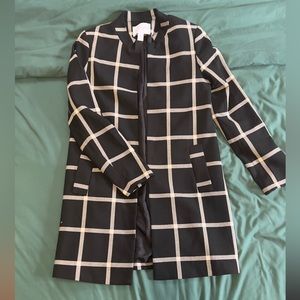 Carolina Belle Longline Blazer Coat Black with White Stripes US Women’s Size S